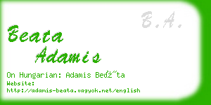 beata adamis business card